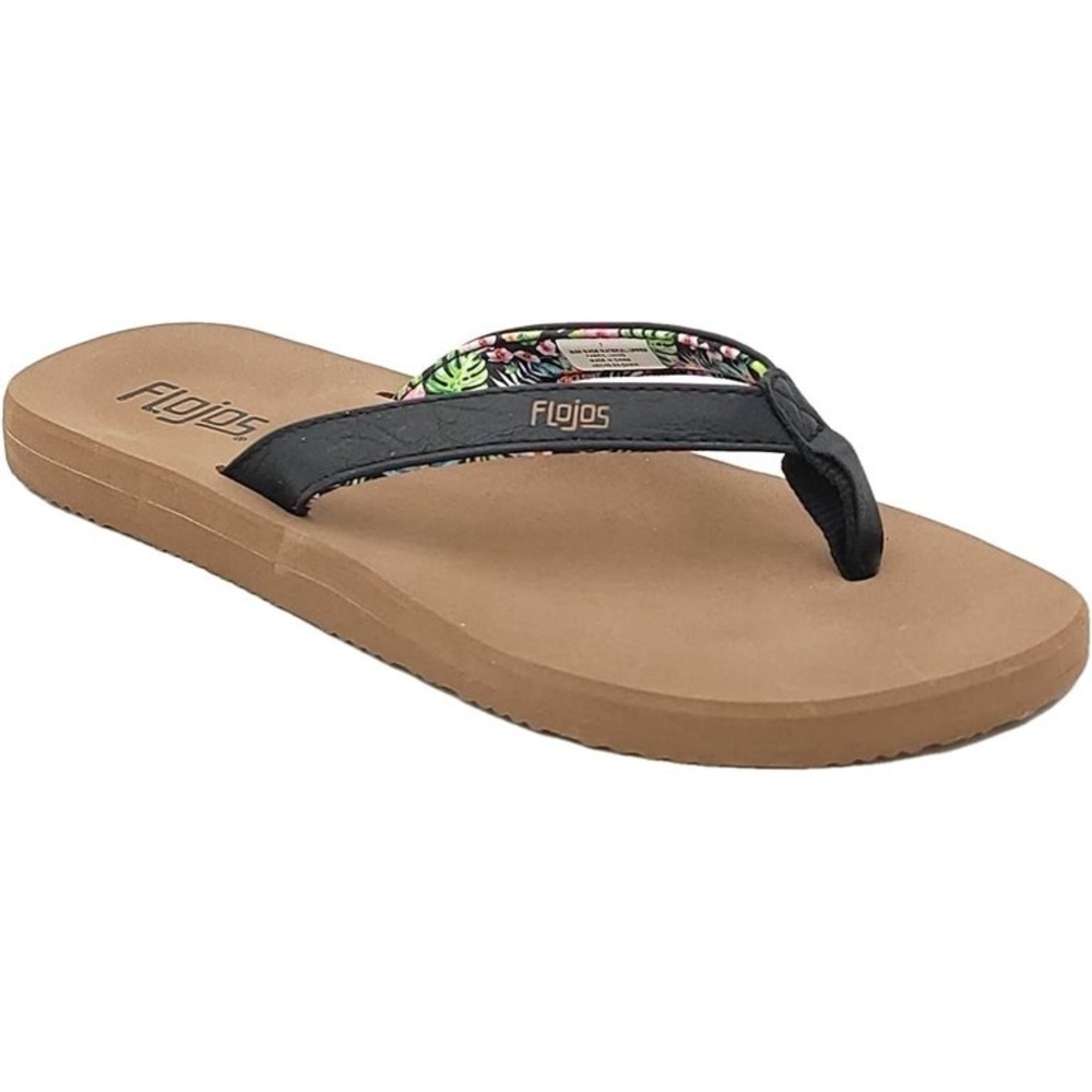 Flojos Ladies' Brown & Black Flip Flop Lightweight Thong Sandals Size 6
